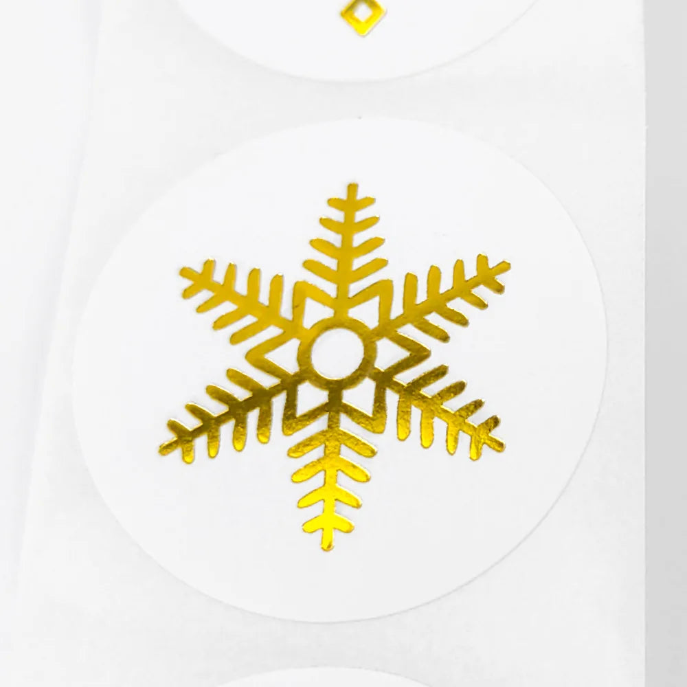 100-500Pcs Gold Snowflake Christmas Stickers Candy Bag Envelopes Sealing Label Christmas Gifts Box Decorations Sticker