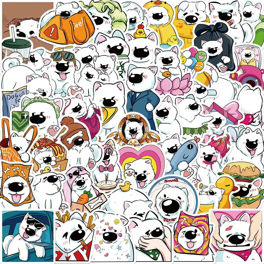 Samoyed Dog Stickers Decals Cartoon DIY Notebook Luggage Wall PVC 10/25/50pcs