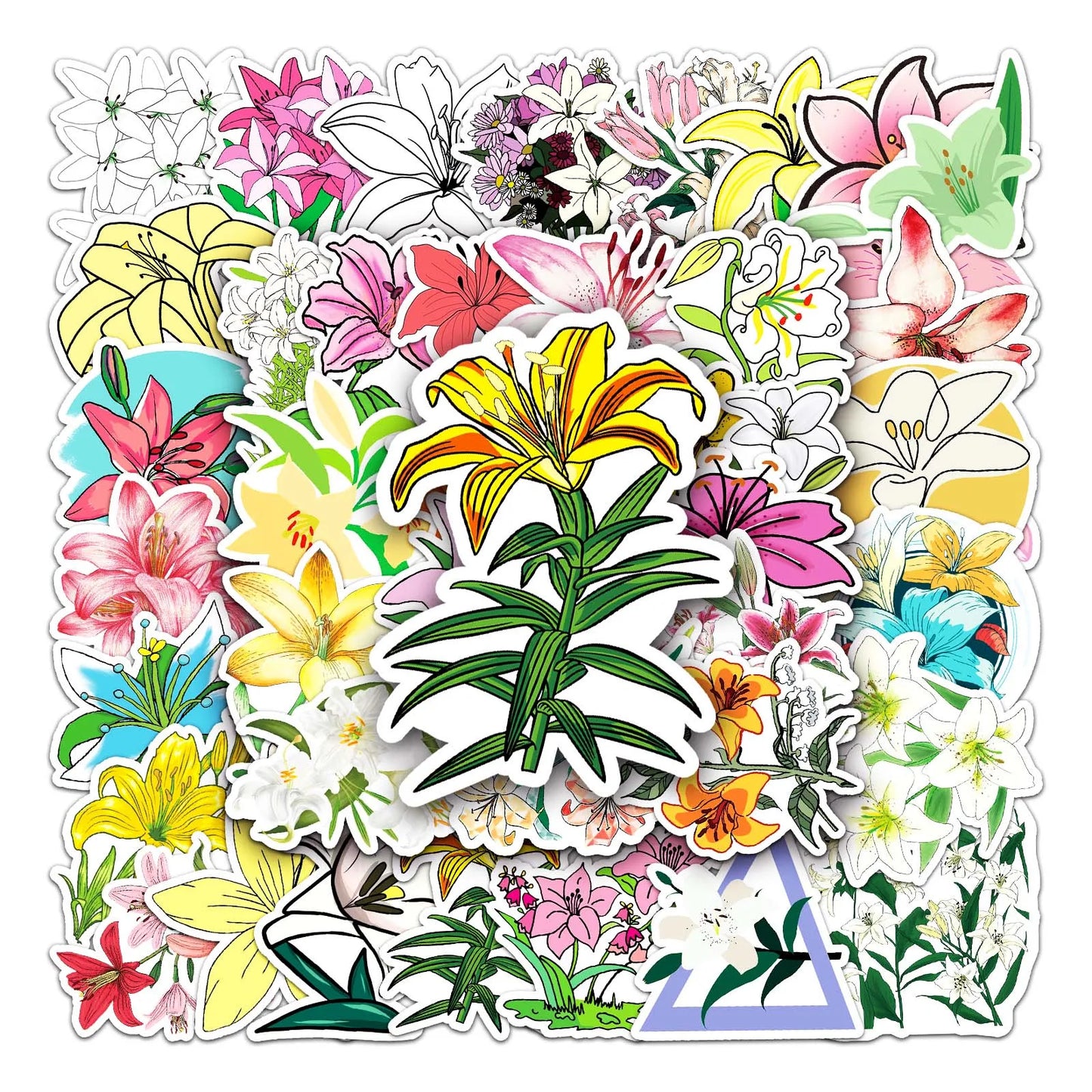 50Pcs Lily Cartoon Waterproof Vinyl Stickers for Skateboard Snowboard