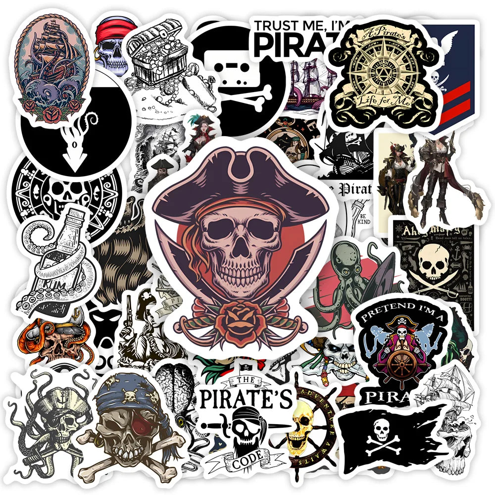 Cool Fantasy Pirate Sticker DIY Toy Gift Decorative Decal for Phone Luggage Laptop Helmets Skateboards Waterproof