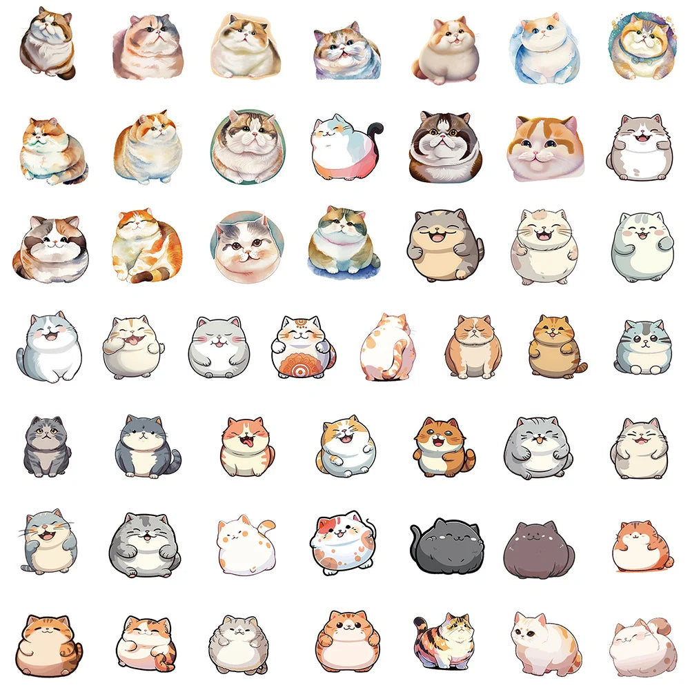 10/30/50pcs Kawaii Cat Cartoon Waterproof Stickers Cute Laptop Travel Luggage Phone Case Graffiti Sticker for Kids Classic Toys