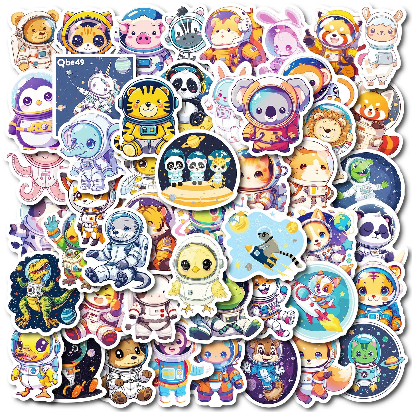 55 Cartoon Animal Astronaut Stickers for Helmet, Desktop, Wall Decoration
