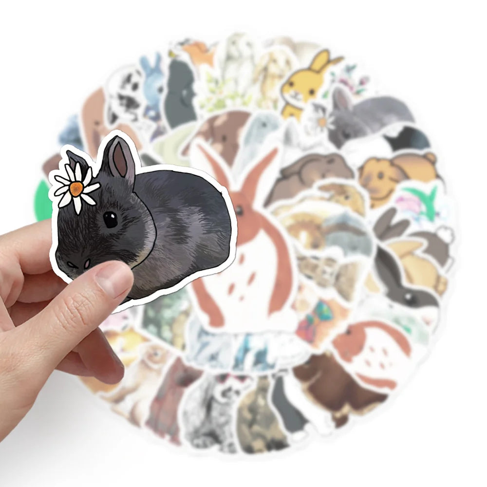 50pcs Aesthetic Children's Sticker Cute Rabbit Cartoon Graffiti Laptop Notebooks Car Credit Card Sticker Motorcycle Helmet