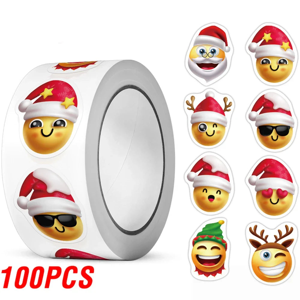 Christmas Fun Face Stickers 8 Designs 100-500pcs