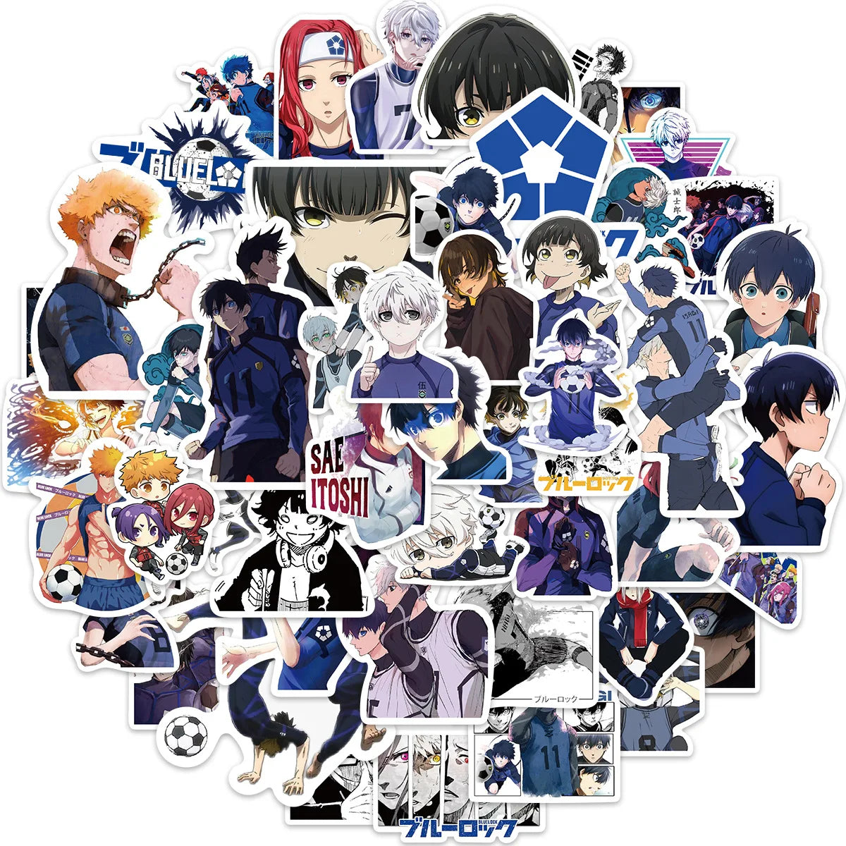 50pcs BLUE LOCK Football Anime Stickers Waterproof Graffiti Decals Phone Laptop Luggage Guitar Notebook Cartoon Stickers