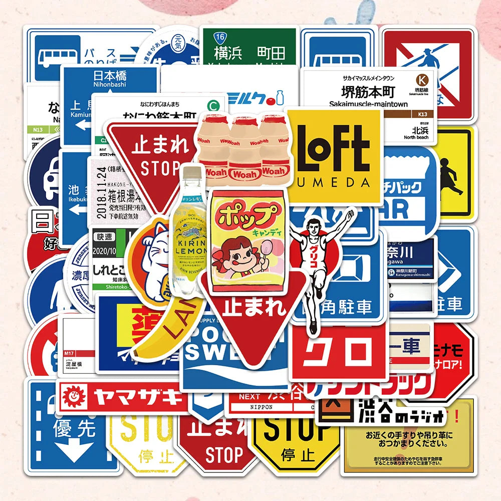 50PCS Warning Parking Stop Sign Stickers for Laptop Motorcycle Skateboard Suitcase