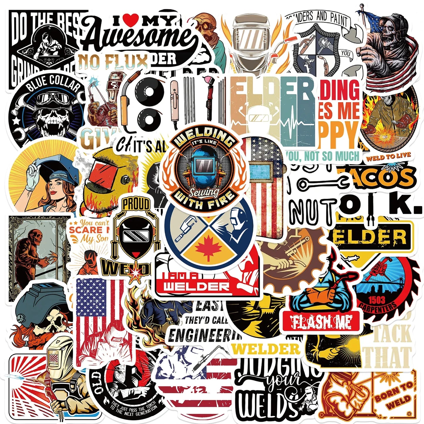 50PCS Welding Graffiti Stickers: Waterproof DIY Decals