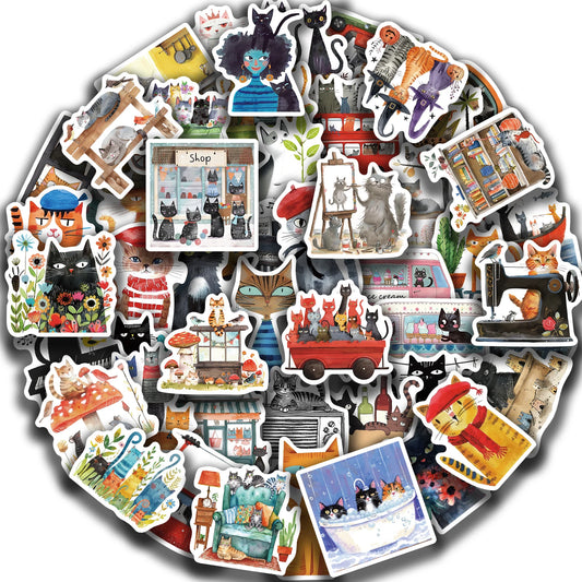 50PCS Cat Meme Stickers for Laptops & Notebooks