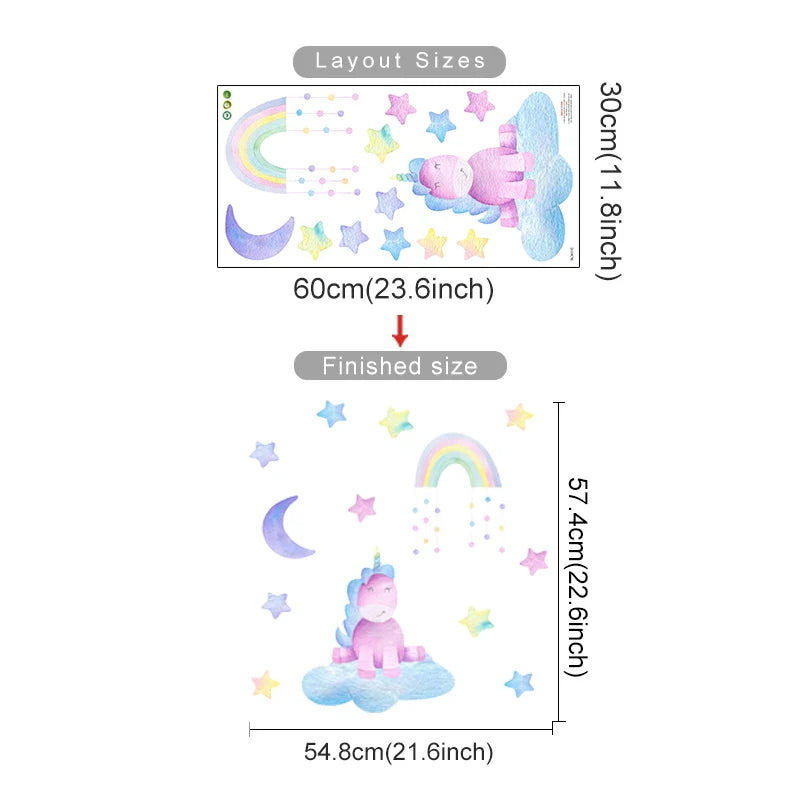 Unicorn Wall Stickers for Kids Room Decor
