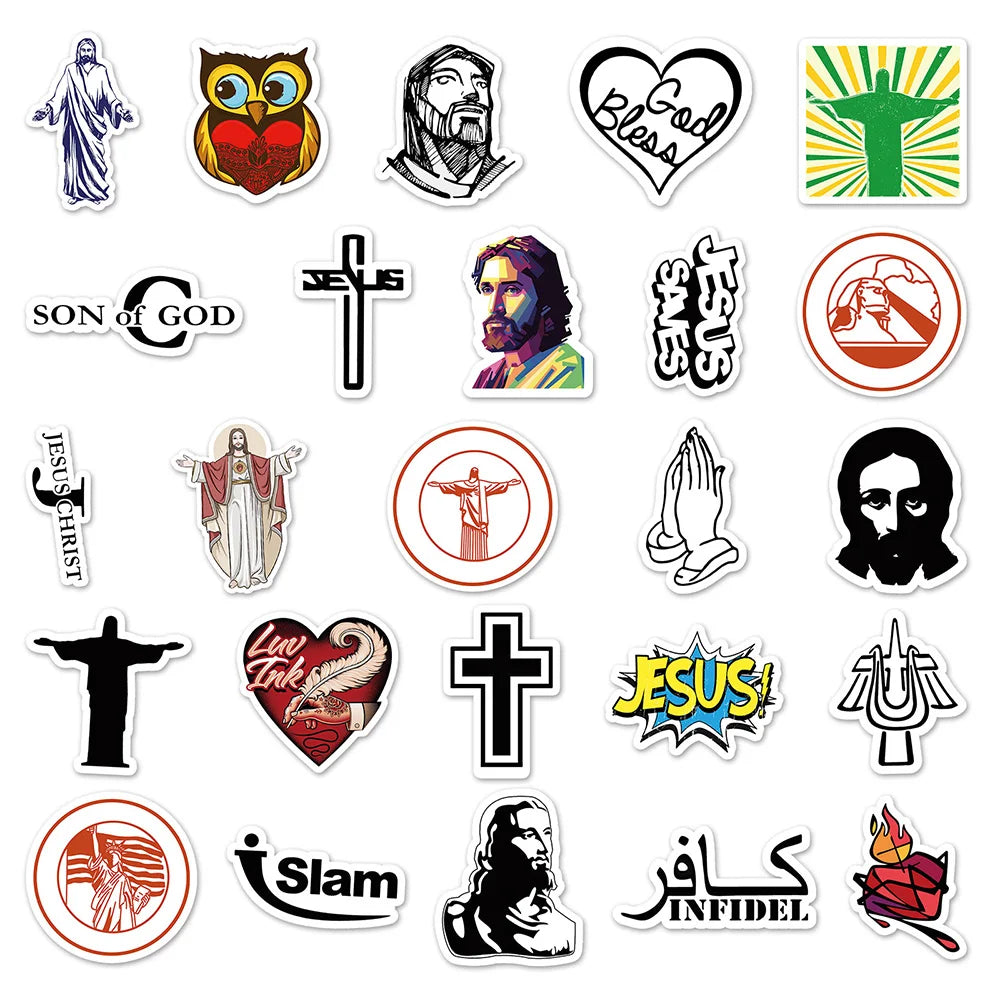 10/30/50pcs Christians Religion Jesus Graffiti Stickers Cartoon Decals Laptop Notebook Scrapbook Wall Decoration Sticker Kid Toy