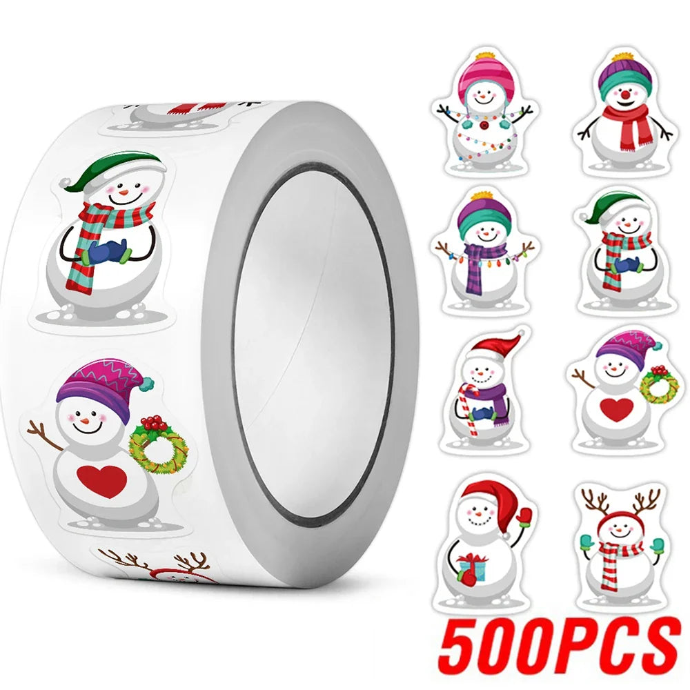 Christmas Snowman Stickers 100-500pcs DIY Party Labels