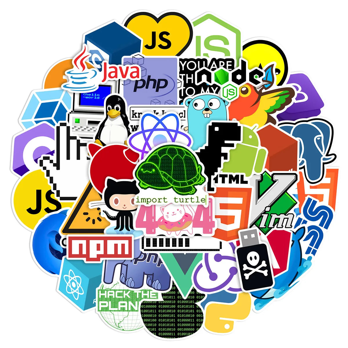 10/30/50PCS Cool Programming Stickers Internet Java php Docker Geek Html Bitcoin Vinyl Decals Laptop Phone DIY Toy Sticker