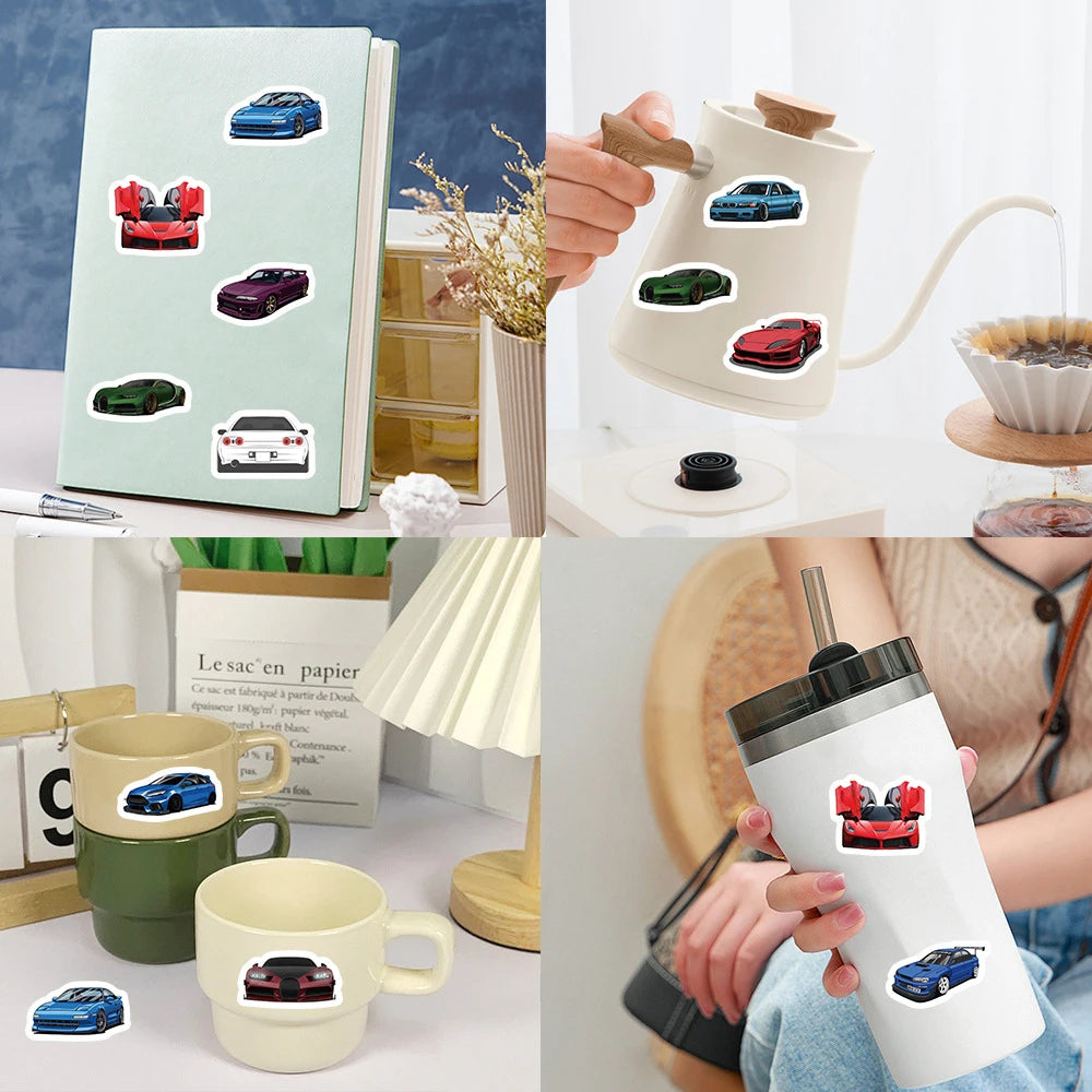500pcs Cartoon JDM Racing Car Graffiti Stickers Roll Waterproof Cool DIY Luggage Skateboard Laptop Kids Sticker Toys Gifts