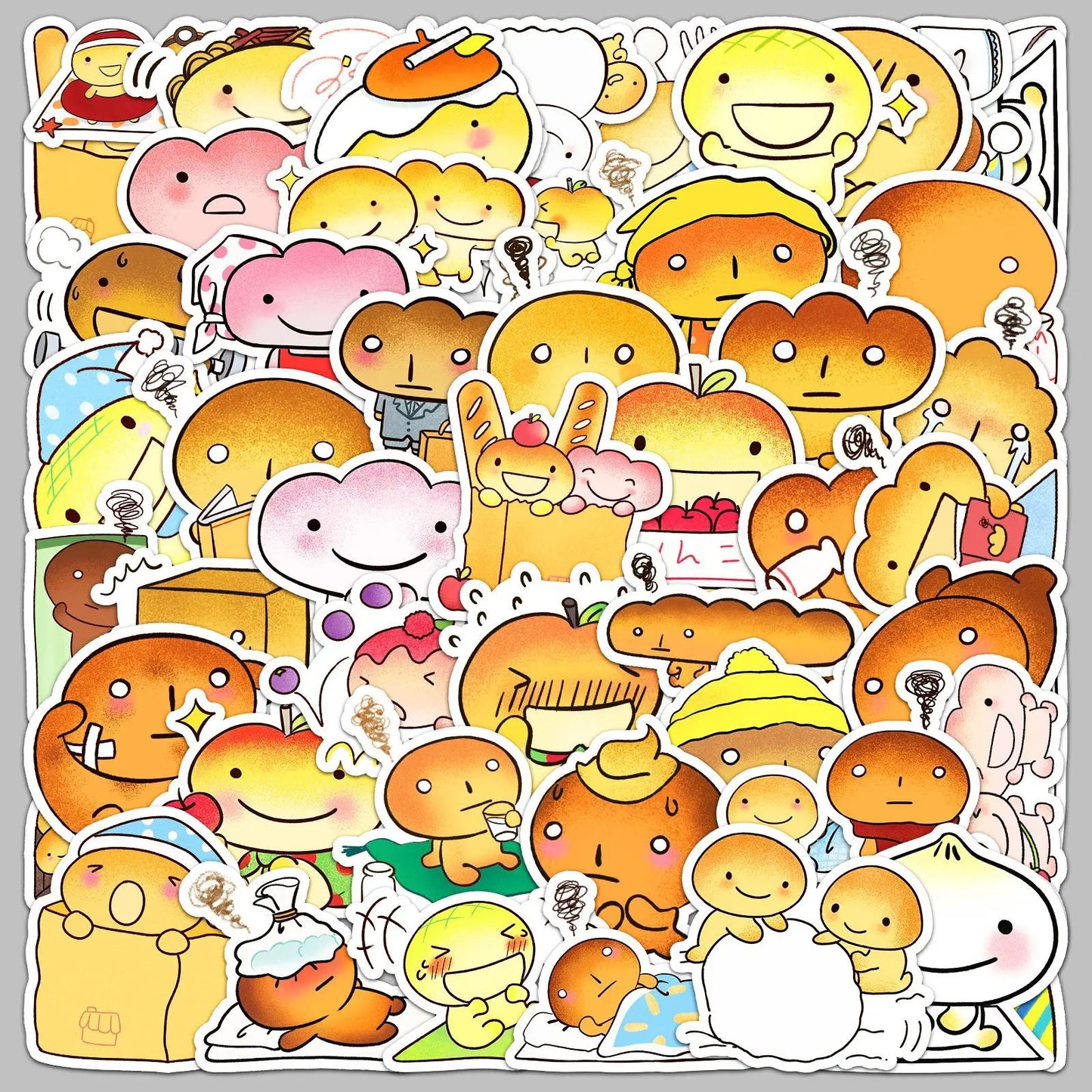 50pcs Cartoon Toasted Bread Stickers for Helmet, Desktop, Wall Decoration