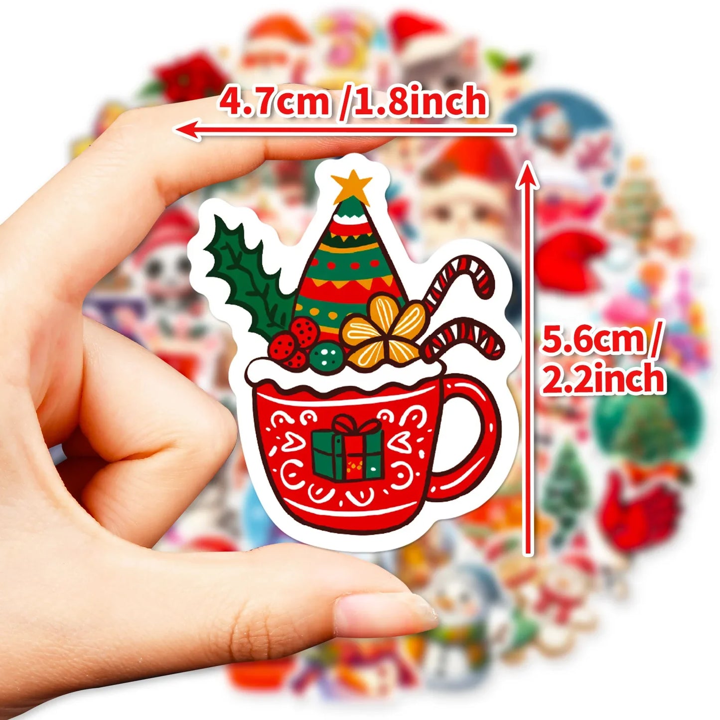 50pcs Christmas Cartoon Stickers for Helmet, Wall, DIY Decoration Wholesale