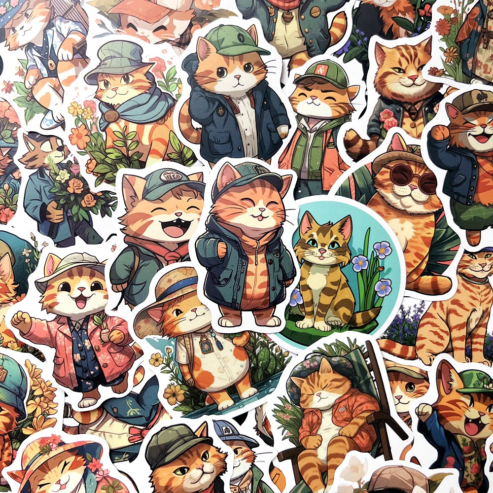 10/50pcs Cute Cat Stickers Cartoon Decals for Laptop Phone Car Notebook