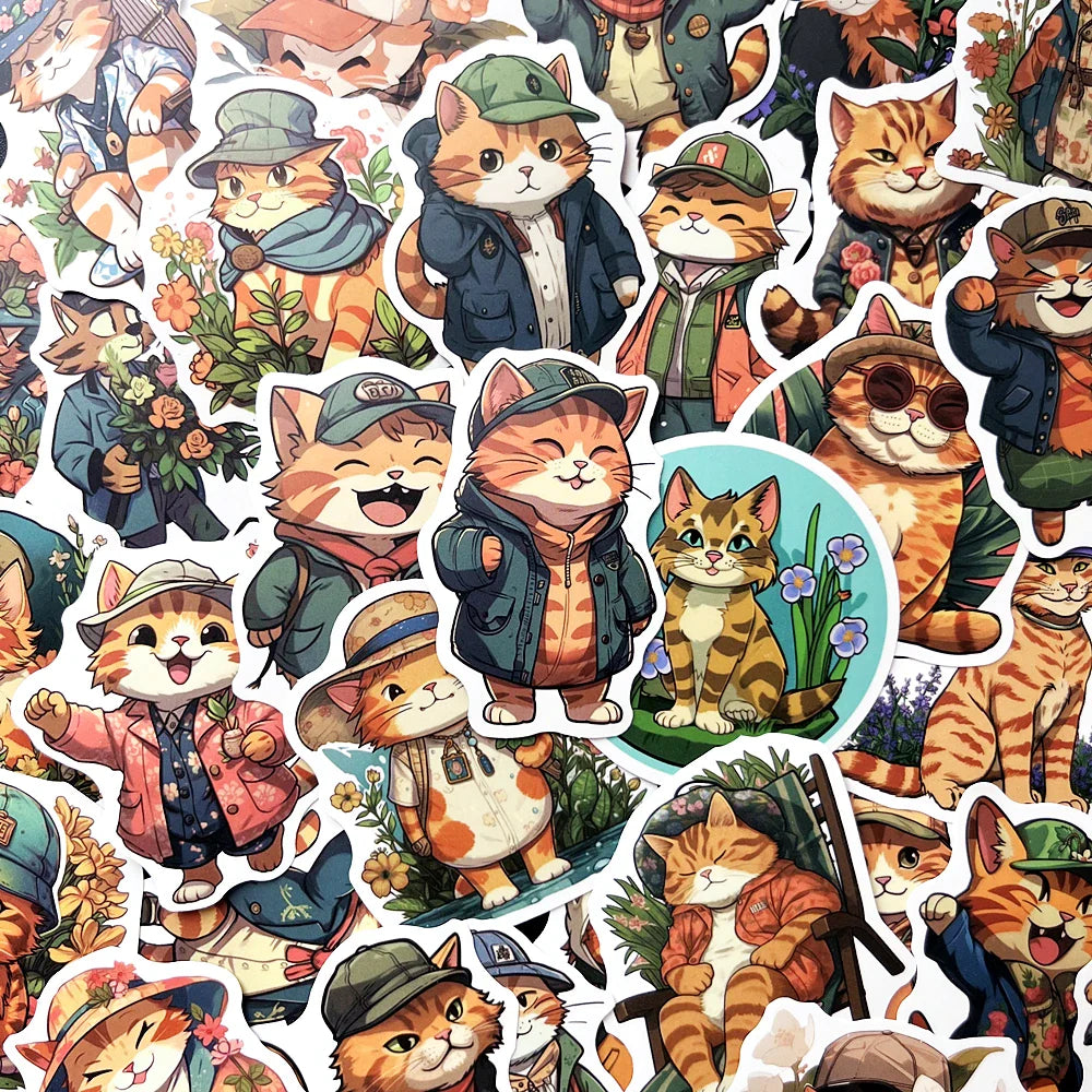 10/50pcs Cute Cat Stickers Cartoon Decals for Laptop Phone Car Notebook