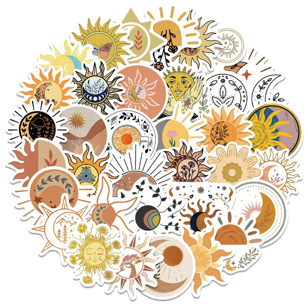 Sun Flower Cartoon Stickers for Suitcase, Skateboard, Laptop, Luggage, Phone