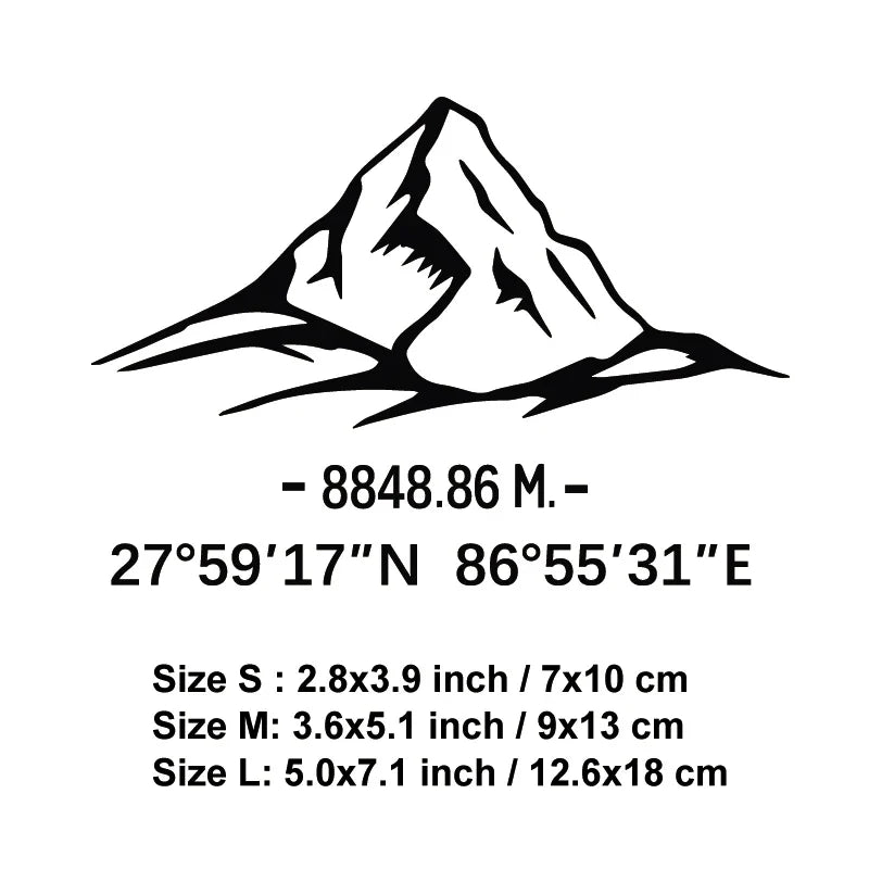 Mount Everest Latitude Longitude Decal for Cars & Laptops