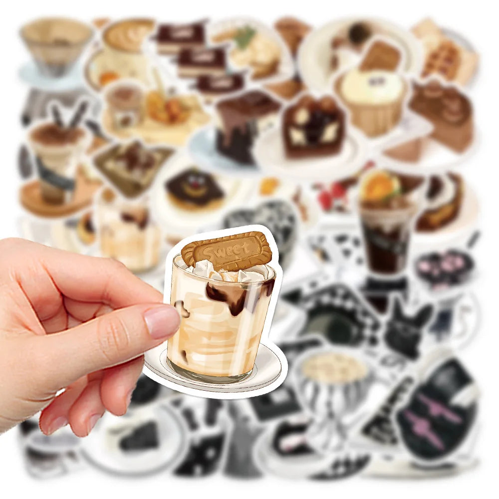 10/30/50PCS Kawaii Food Dessert Coffee Stickers Ins Style Cartoon Decals Decoration DIY Skateboard Laptop Phone Guitar Bike Car