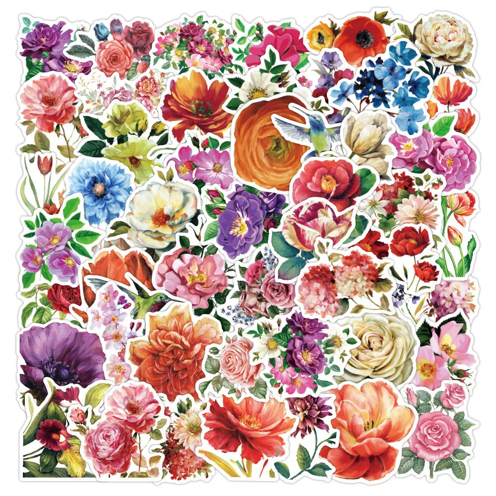 50pcs Sunflower Bee Waterproof Stickers for Laptop, Phone, Car, Skateboard Decoration