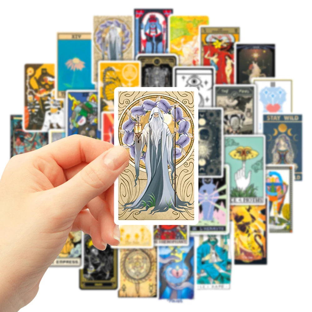 10/30/50pcs Cartoon Tarot Card Anime Stickers Aesthetic Decal Laptop Skateboard Motorcycle Phone Car Waterproof Sticker Kid Toy