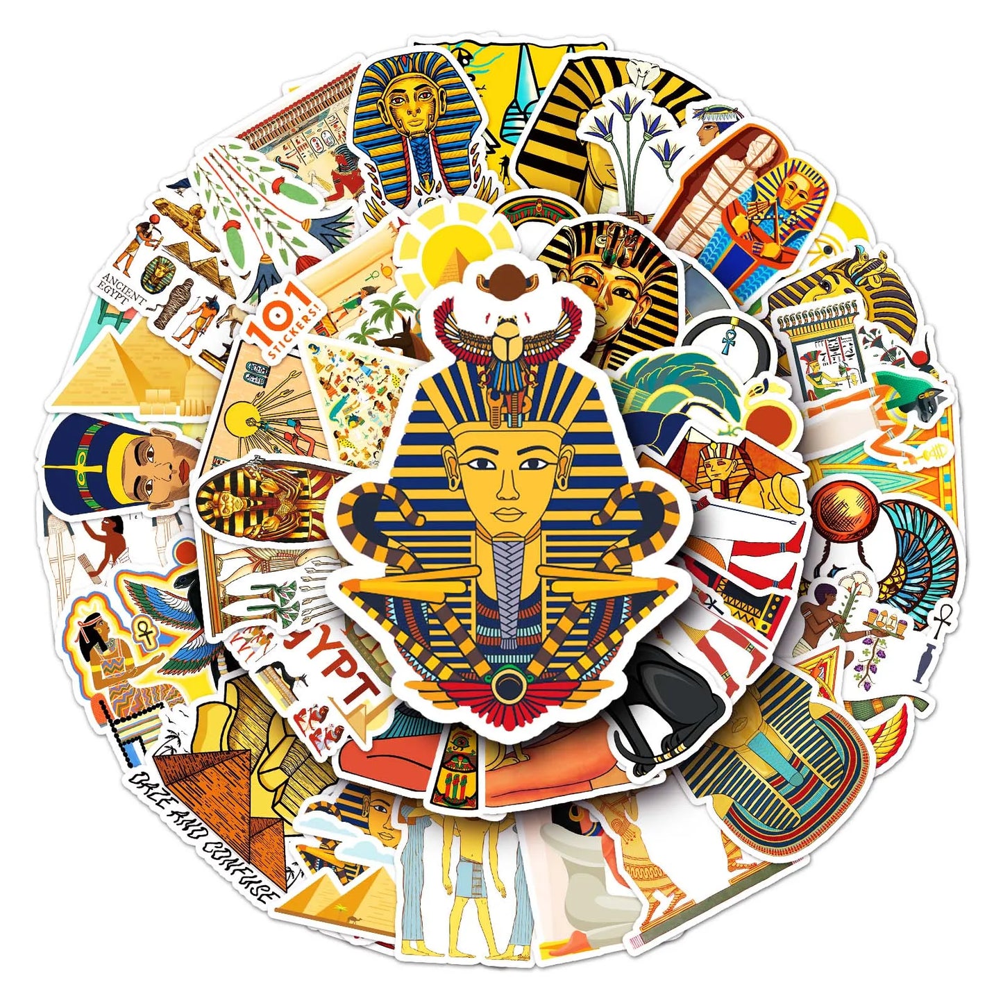 50Pcs Pharaoh Cartoon Waterproof Vinyl Stickers for Skateboard Snowboard