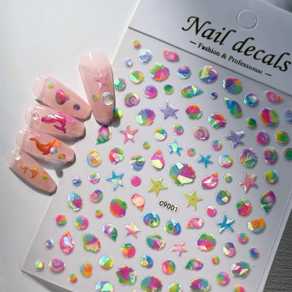 Sea Shell 3D Nail Sticker Ocean Beach Starfish Decor