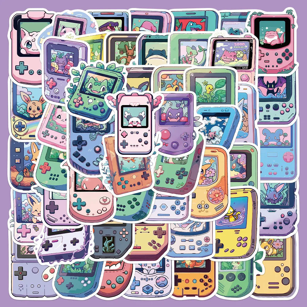 50pcs Cartoon Game Console Stickers for Helmet, Desktop, Wall Decoration