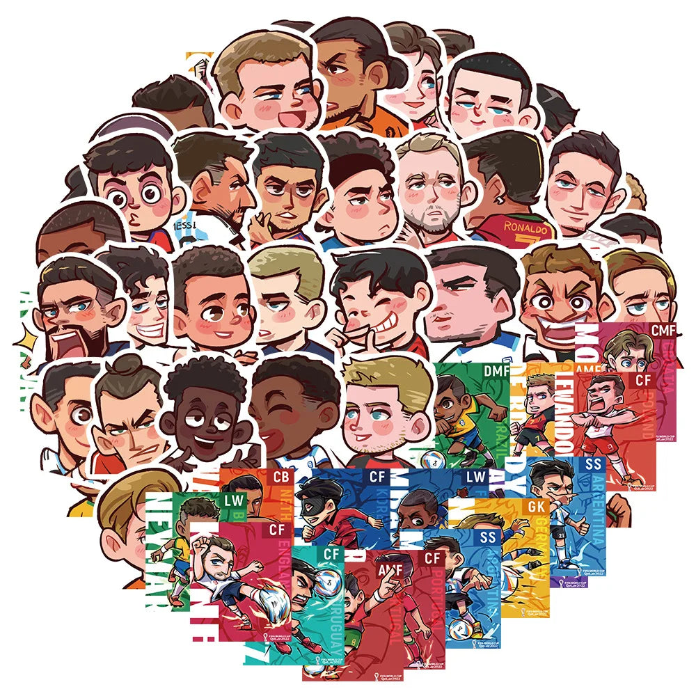 Football Star Cartoon Stickers Waterproof Decals for Laptop, Motorcycle, Luggage, Snowboard, Fridge, Car (10/30/54Pcs)