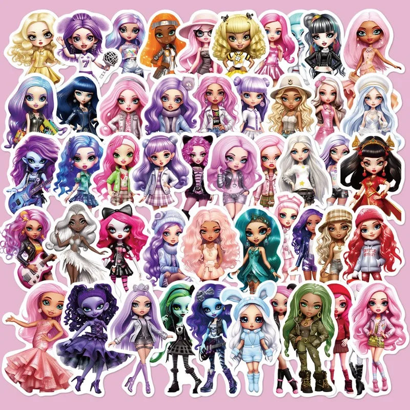 50pcs Rainbow Graffiti Stickers for Helmet, Wall, Desktop Decoration
