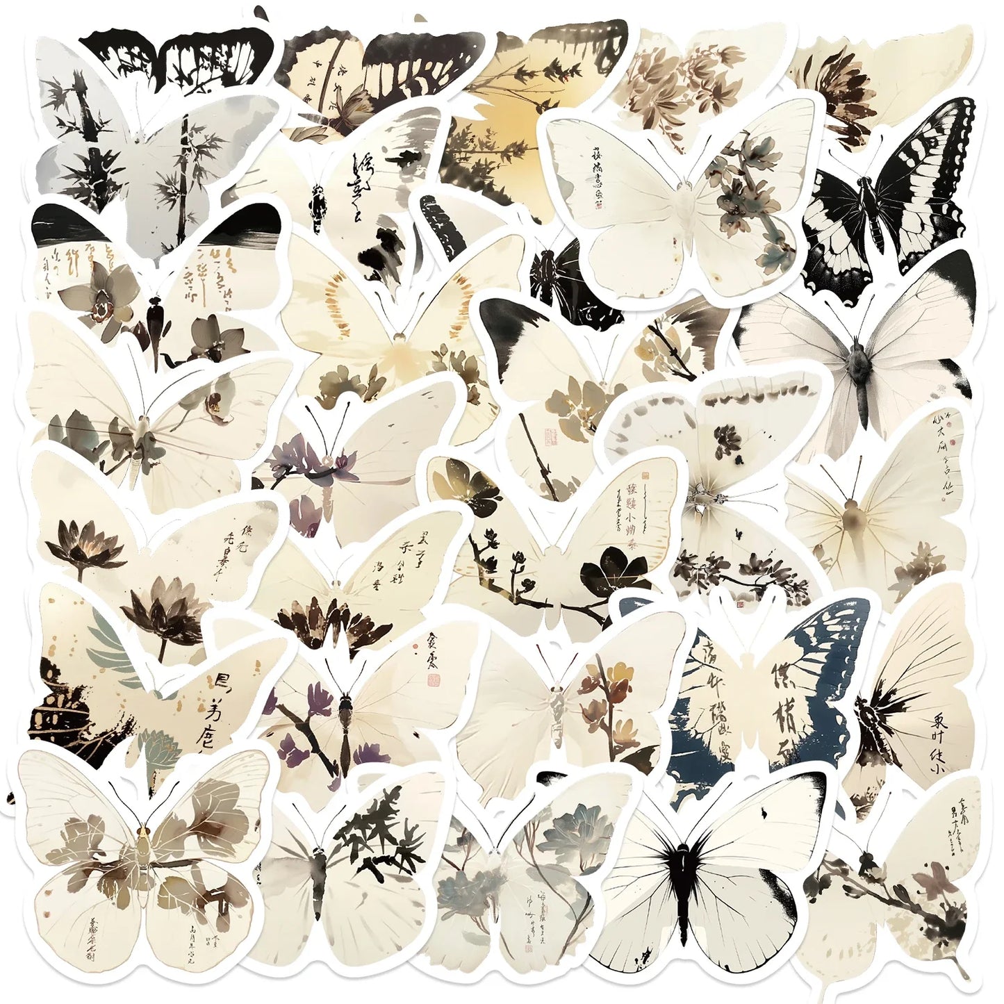 Butterfly Ink Stickers: Guitar, Suitcase, Phone, DIY Craft
