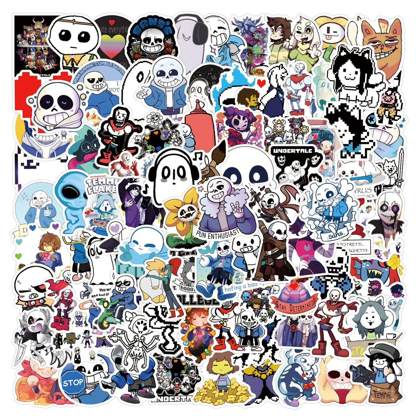 Undertale Cartoon Sticker Pack: Laptop, Luggage, Snowboard Decals