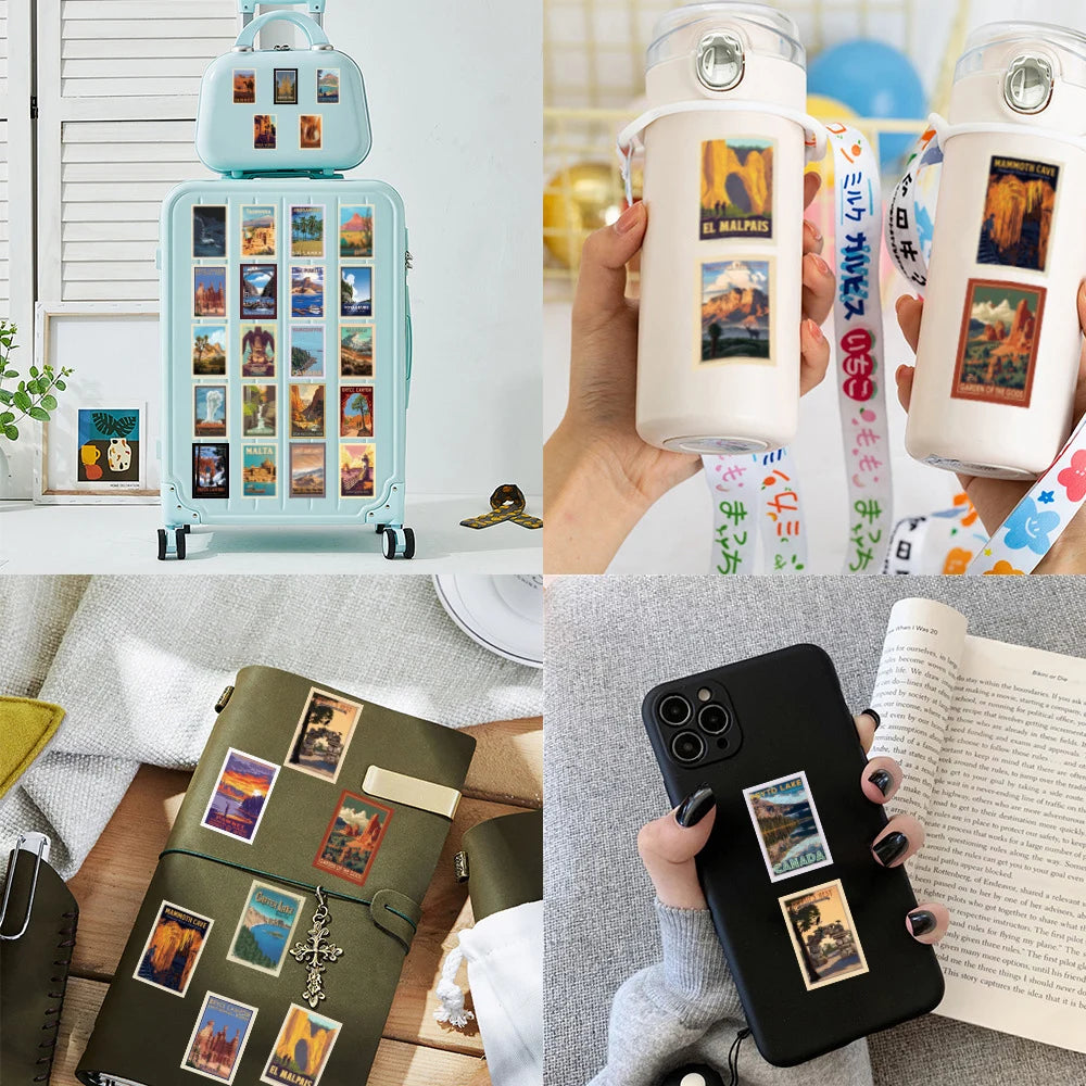10/30/50pcs Cute Cartoon World Landmarks Aesthetic Poster Stickers Decals Notebook Skateboard Laptop Phone Decoration Sticker