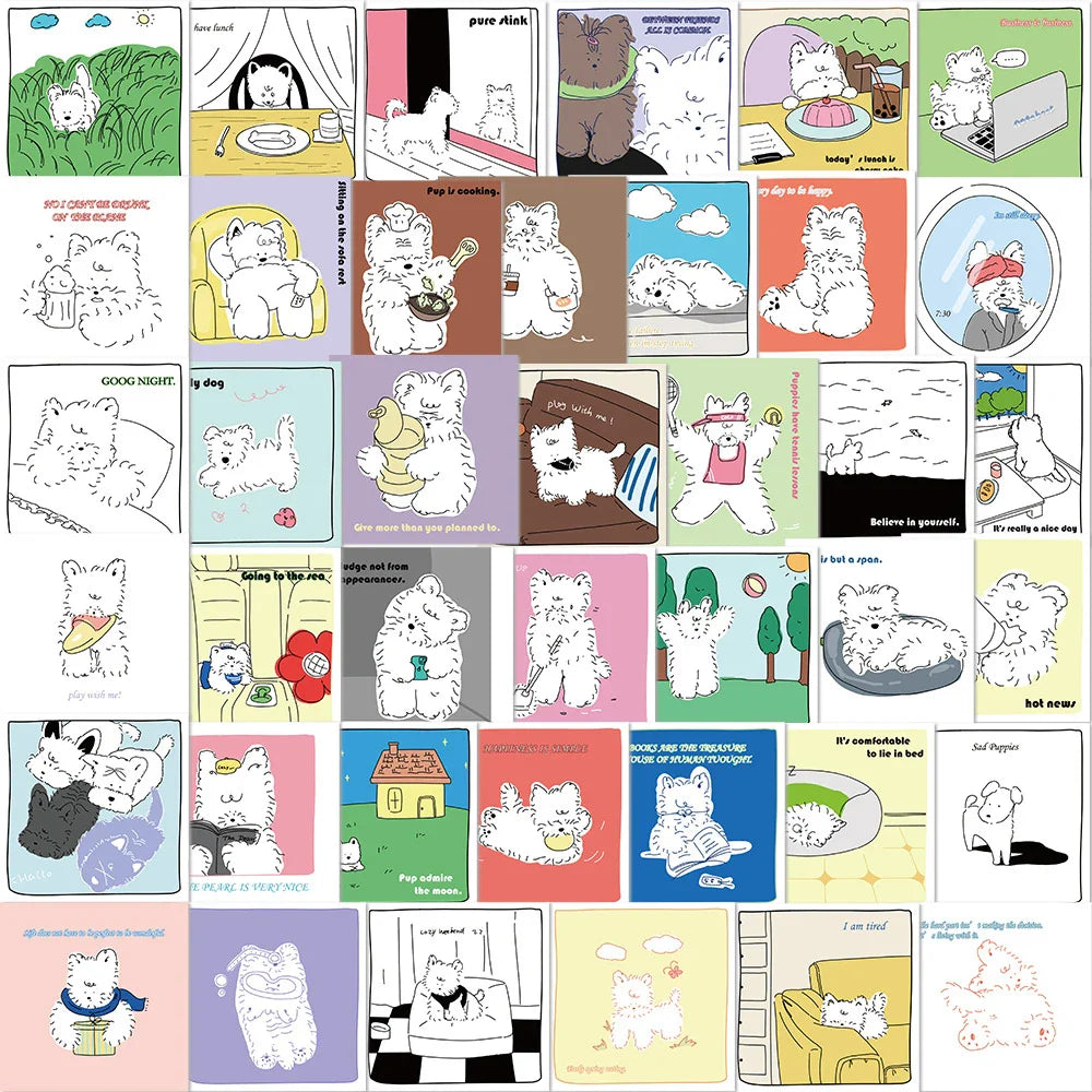 West Highland White Terrier Dog Stickers - 10/20/40pcs Cartoon Decals for Laptop, Phone, Suitcase, Scrapbook