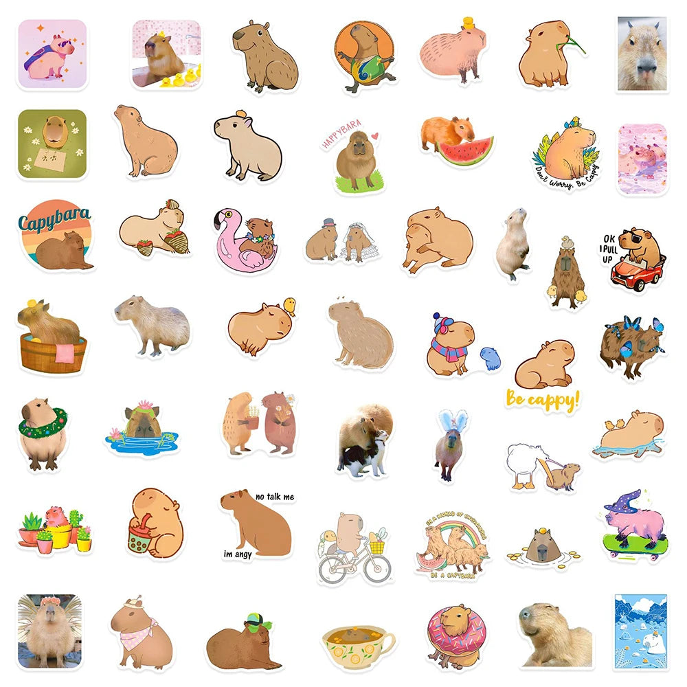 10/30/50PCS Funny Capybara Sticker Cute Cartoon Decals Toys For Kids DIY Stationery Laptop Phone Scrapbook Guitar Bike Sticker