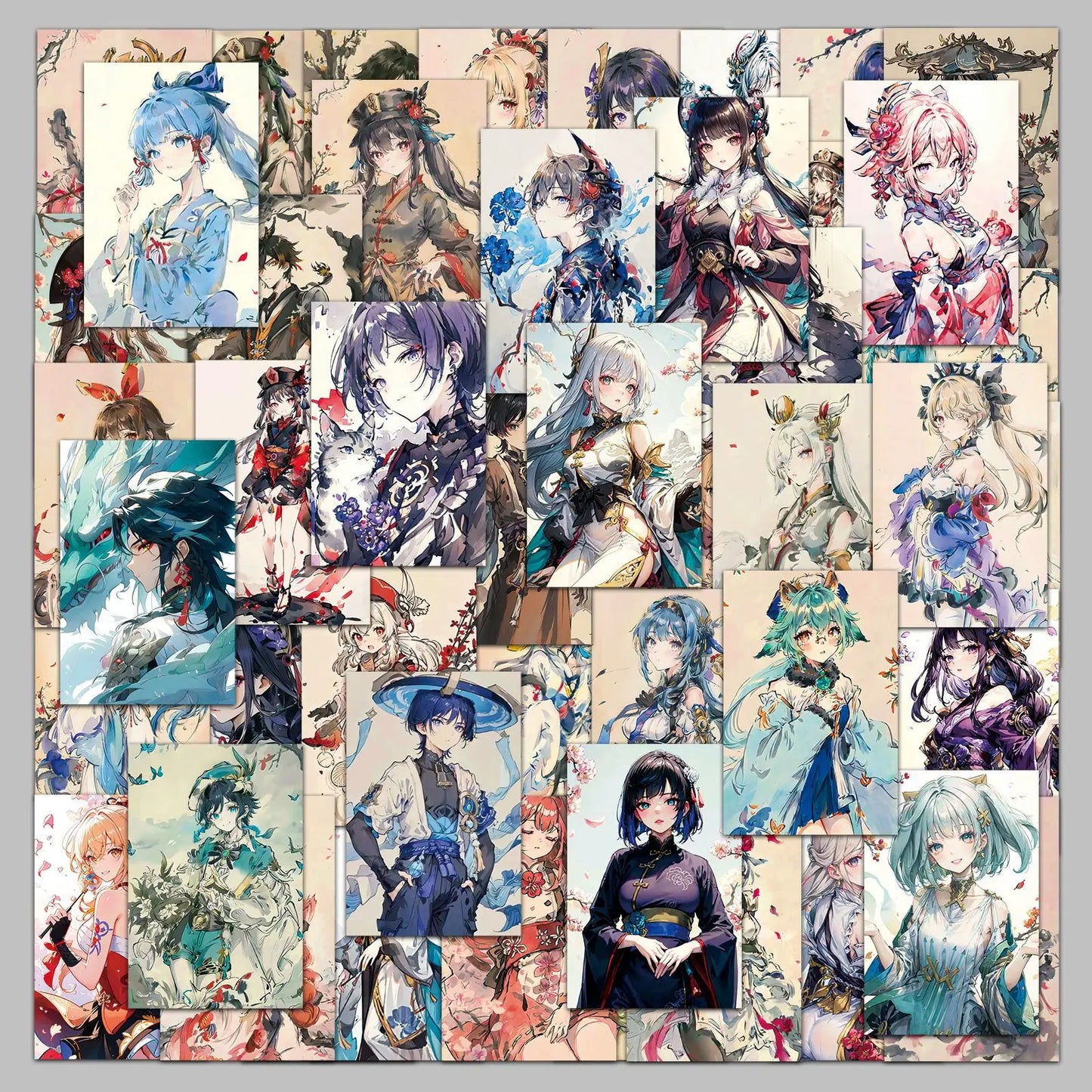 50Pcs Genshin Impact Cartoon Stickers for Helmet, Wall, Desktop Decoration