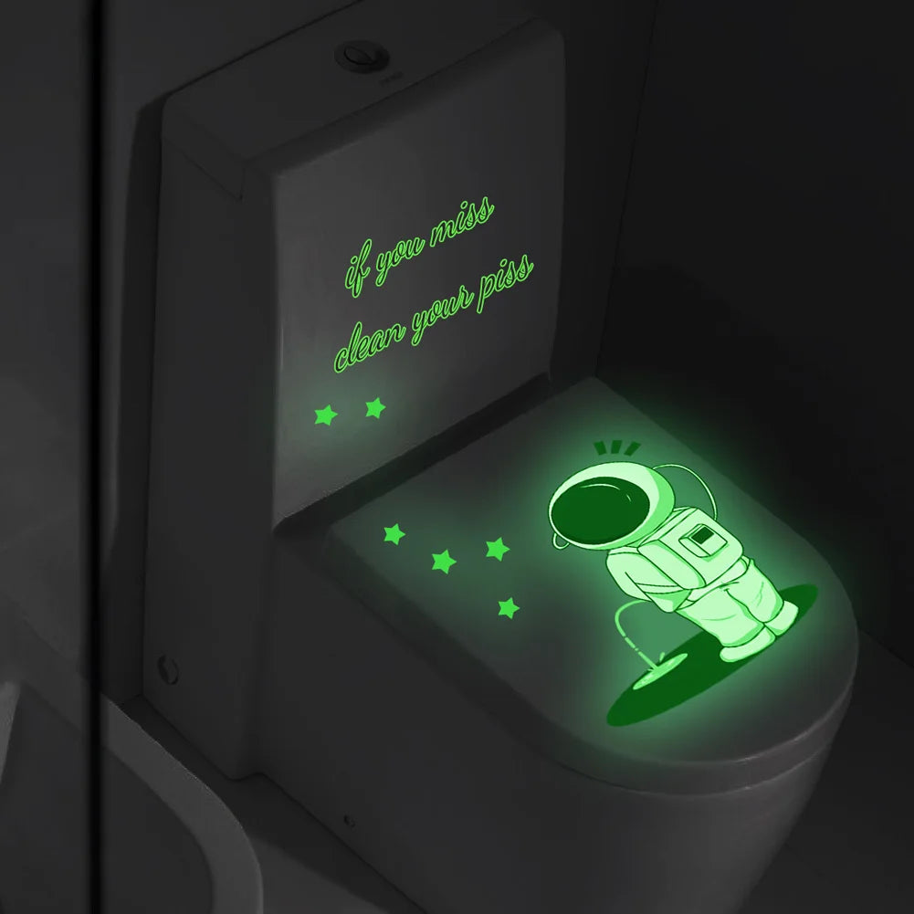 Glow-in-the-Dark Astronaut Stars Wall Decals for Kids Room and Bathroom Decor