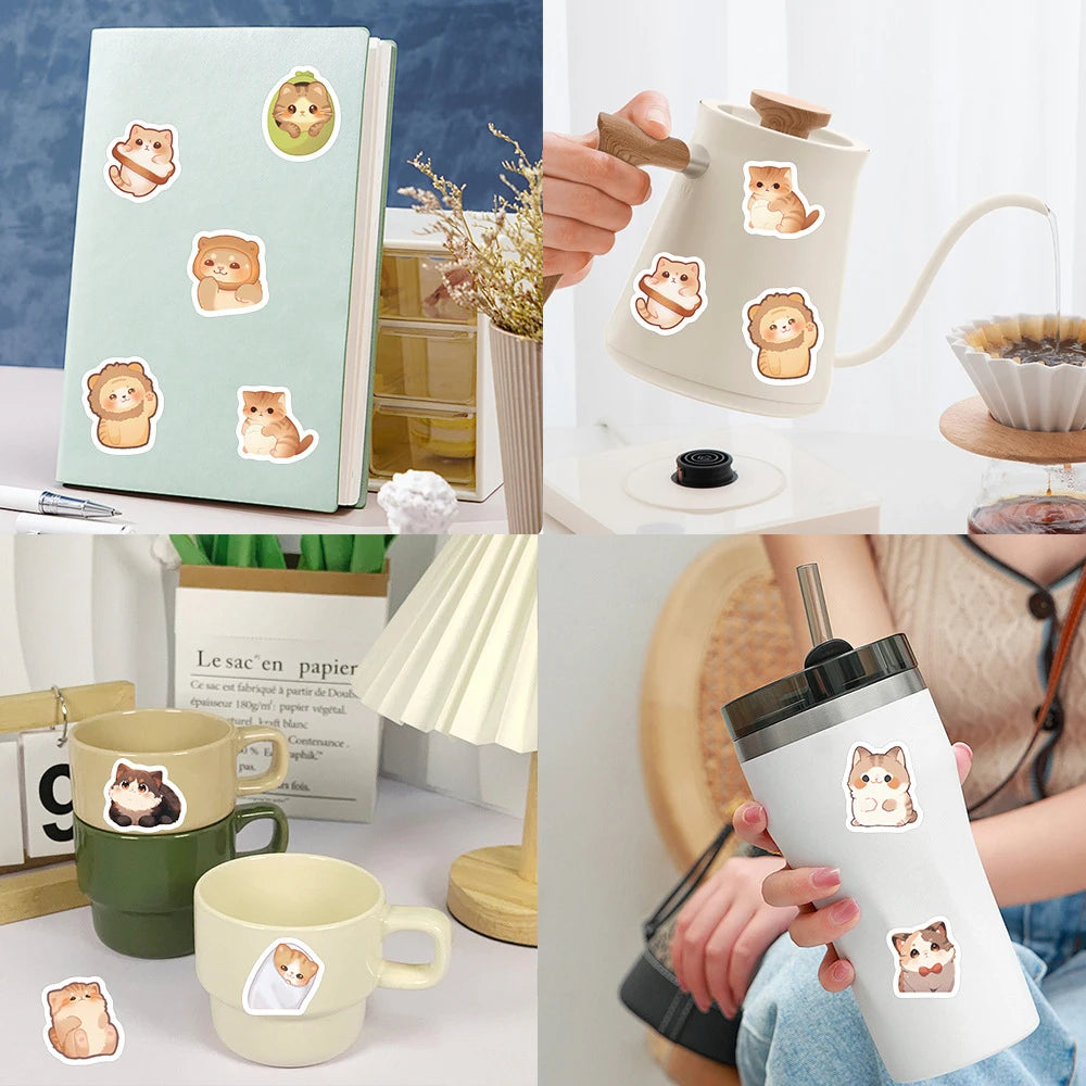 500pcs/roll Kawaii Cartoon Cat Stickers