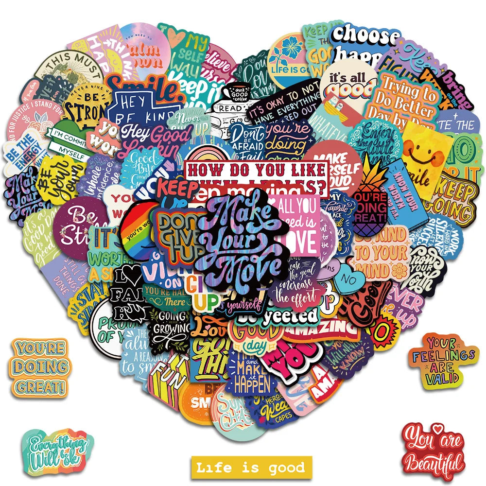 50pcs Inspirational Positive Stickers for Laptop, Phone, Luggage, Skateboard, Kids Gift