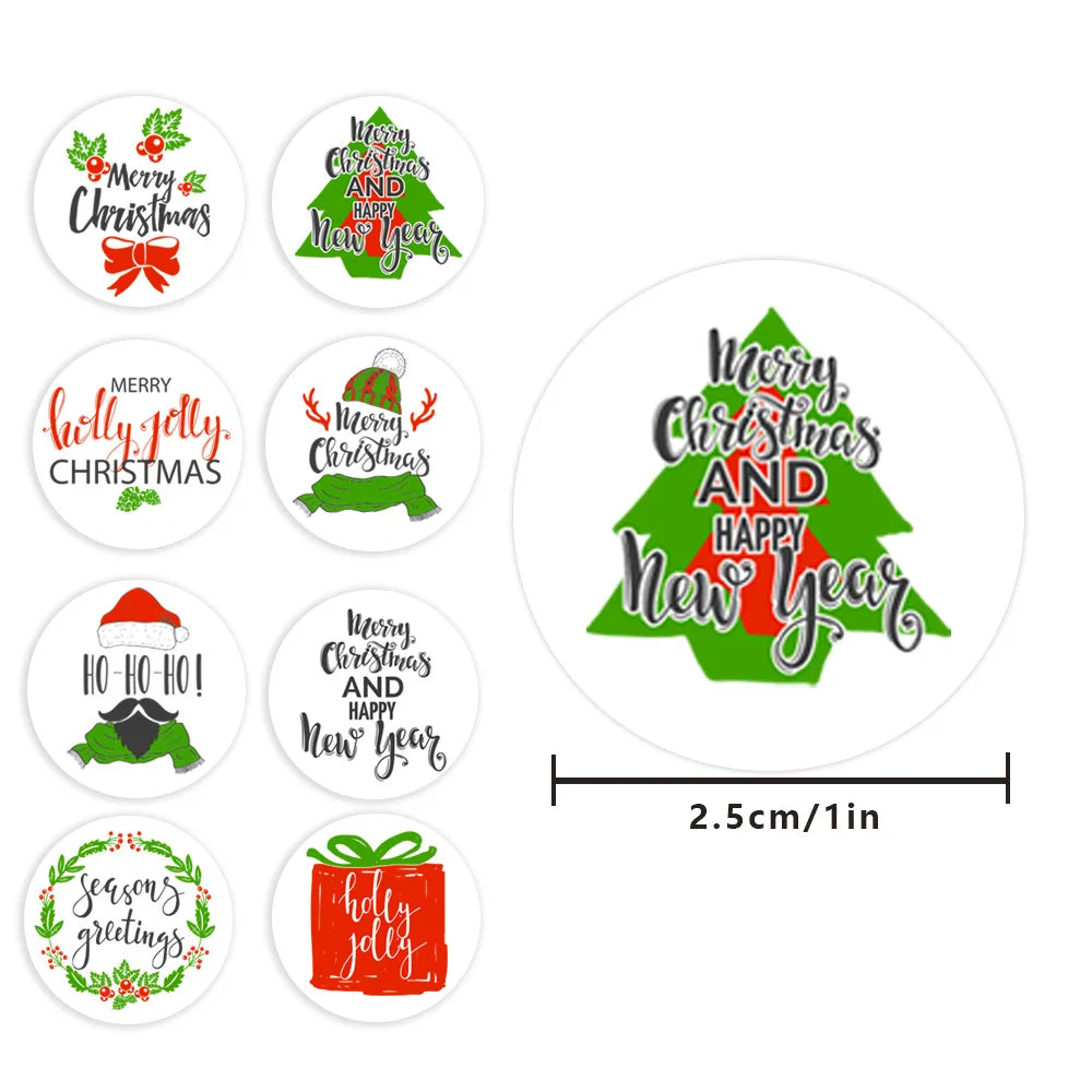 100-500pcs Merry Christmas Gift Box Decoration Seal Sticker Home Party Supplies Envelope Label Scrapbook Stickers