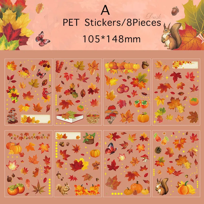 Journamm 8pcs Plants Flowers Leaf Stickers Scrapbooking Planner Decor