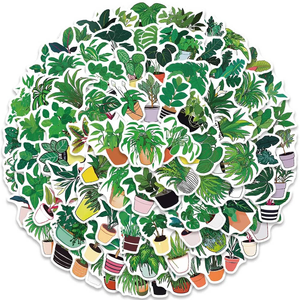 89PCS Cute Green Plant Stickers for DIY Decoration - Fridge, Notebook, Bike, Phone, Suitcase
