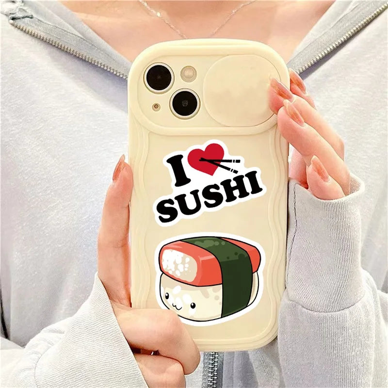 10/30/50PCS Cute Cartoon Sushi PVC Sticker Aesthetic Sticky Decoration Scrapbooking Korean Stationery School Supplies for Kids