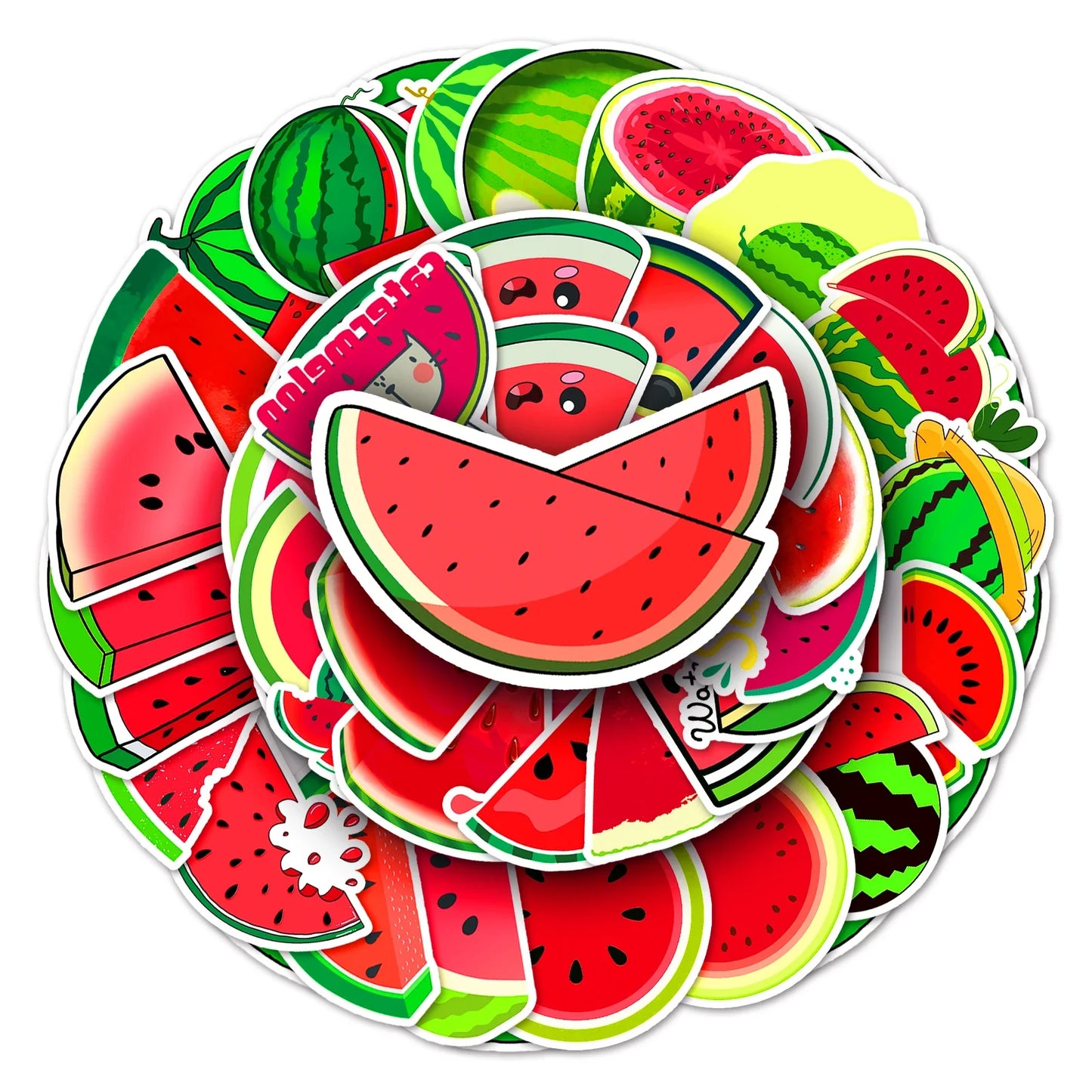 50Pcs Watermelon Cartoon Waterproof Vinyl Stickers for Skateboard Snowboard