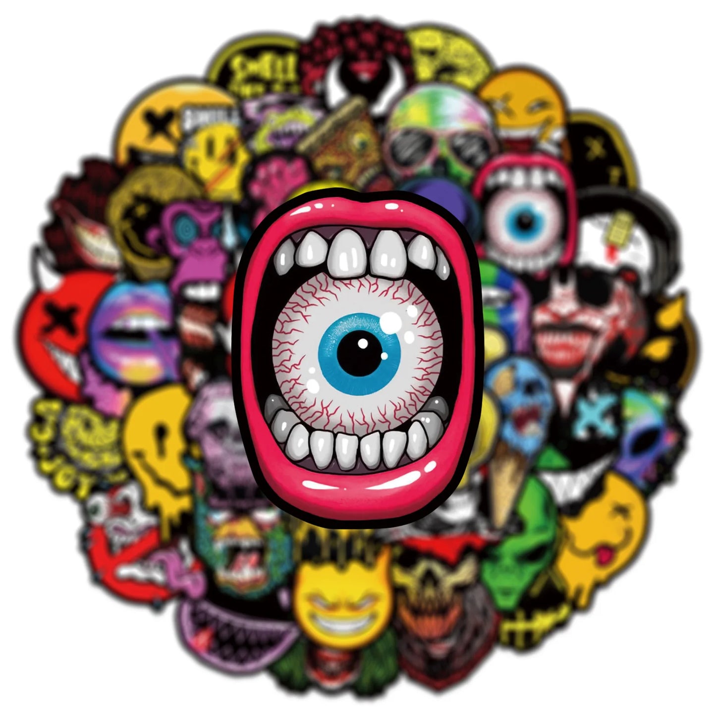 50Pcs Cool Horror Skull Stickers Waterproof for Phone Skateboard Guitar Laptop Car Motorcycle Helmet Decals Graffiti Toys