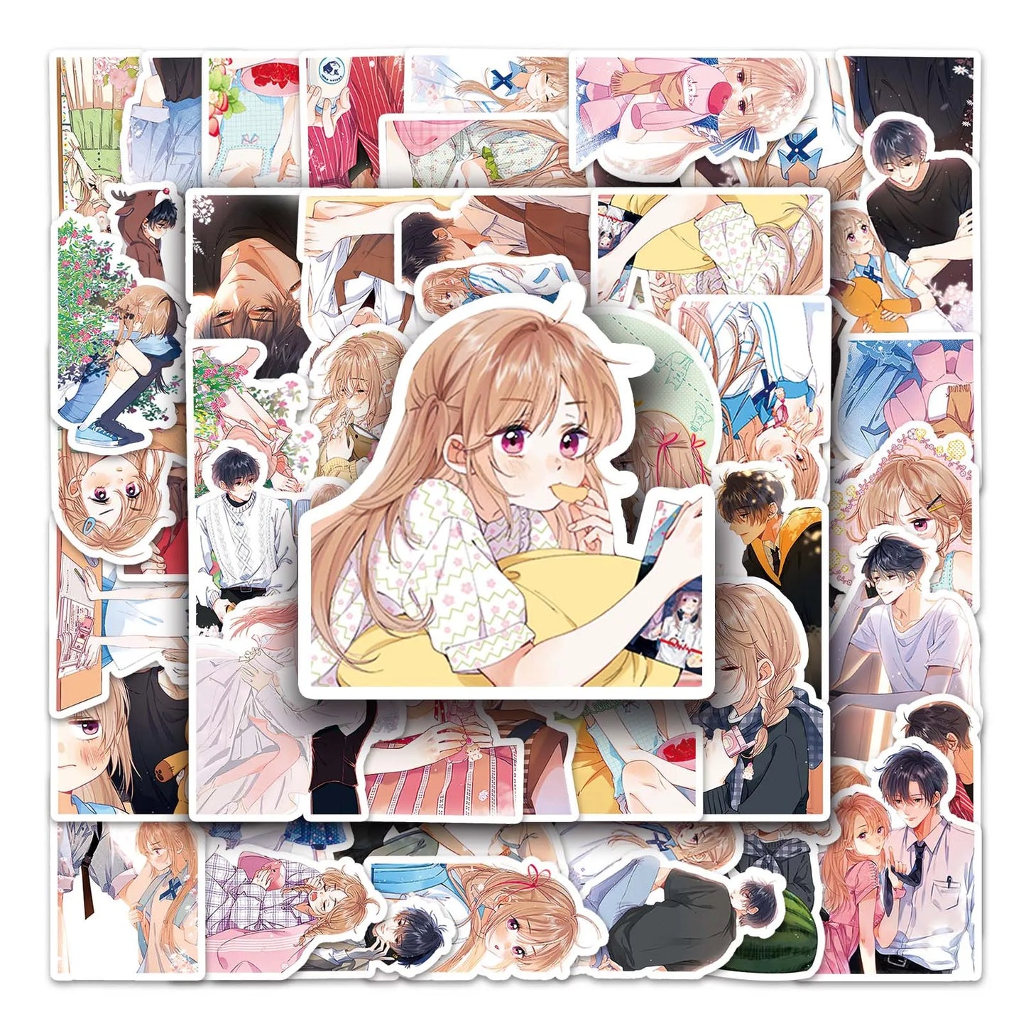 60Pcs Cartoon Couple Waterproof Vinyl Stickers for Skateboard Snowboard