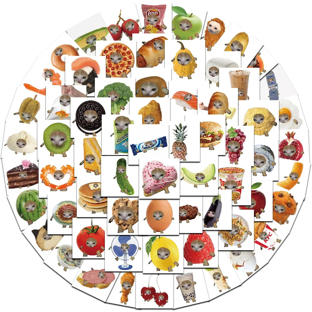10/30/69PCS Funny Meme Cat And Food Cute Stickers Graffiti DIY Toys Luggage Laptop Skateboard Suitcase Phone Car Sticker Decals