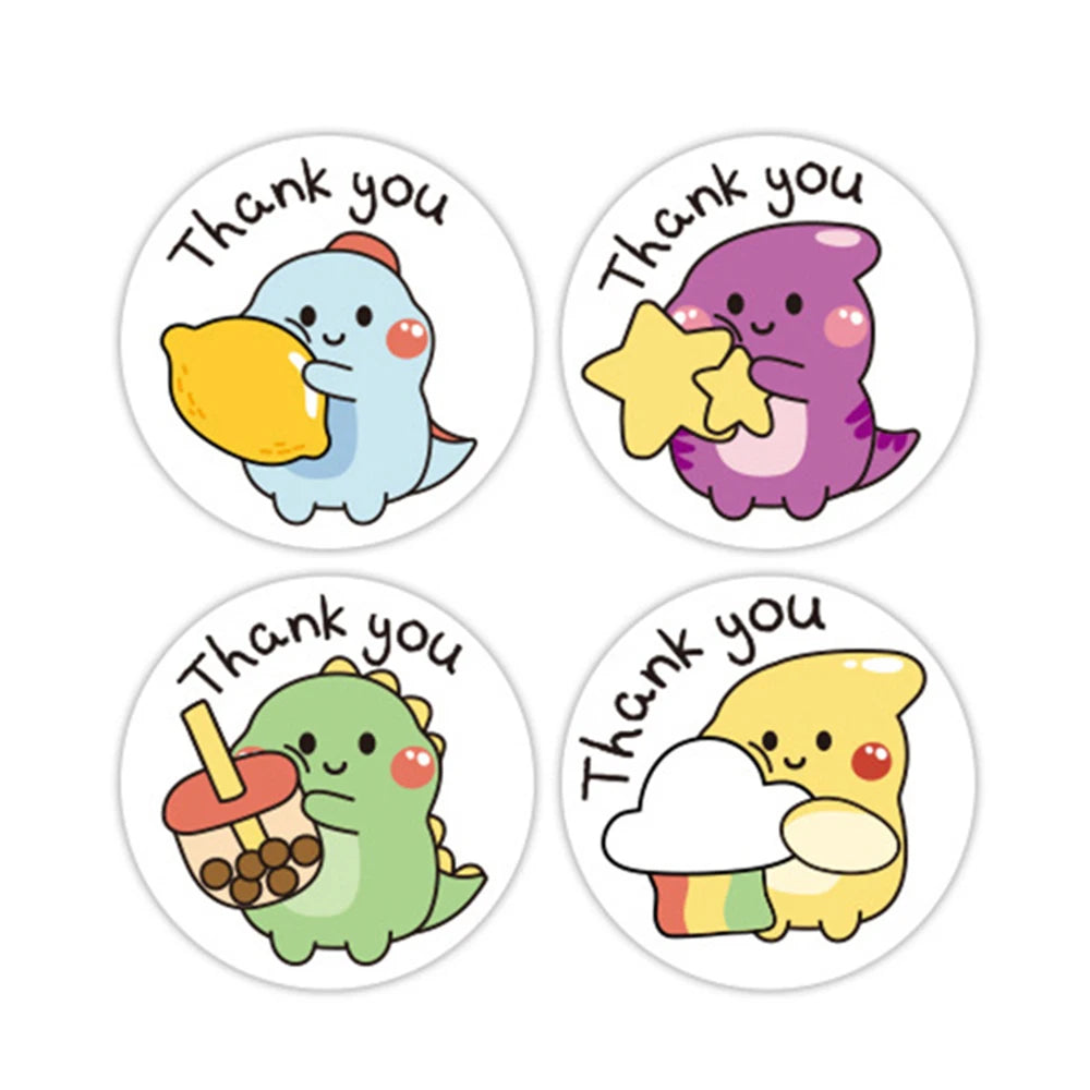 50-300pcs 1 Inch Thank You Stickers Cartoon Dinosaur Labels for Packaging Baking Labels Gifts Seal Decor Children's Stickers