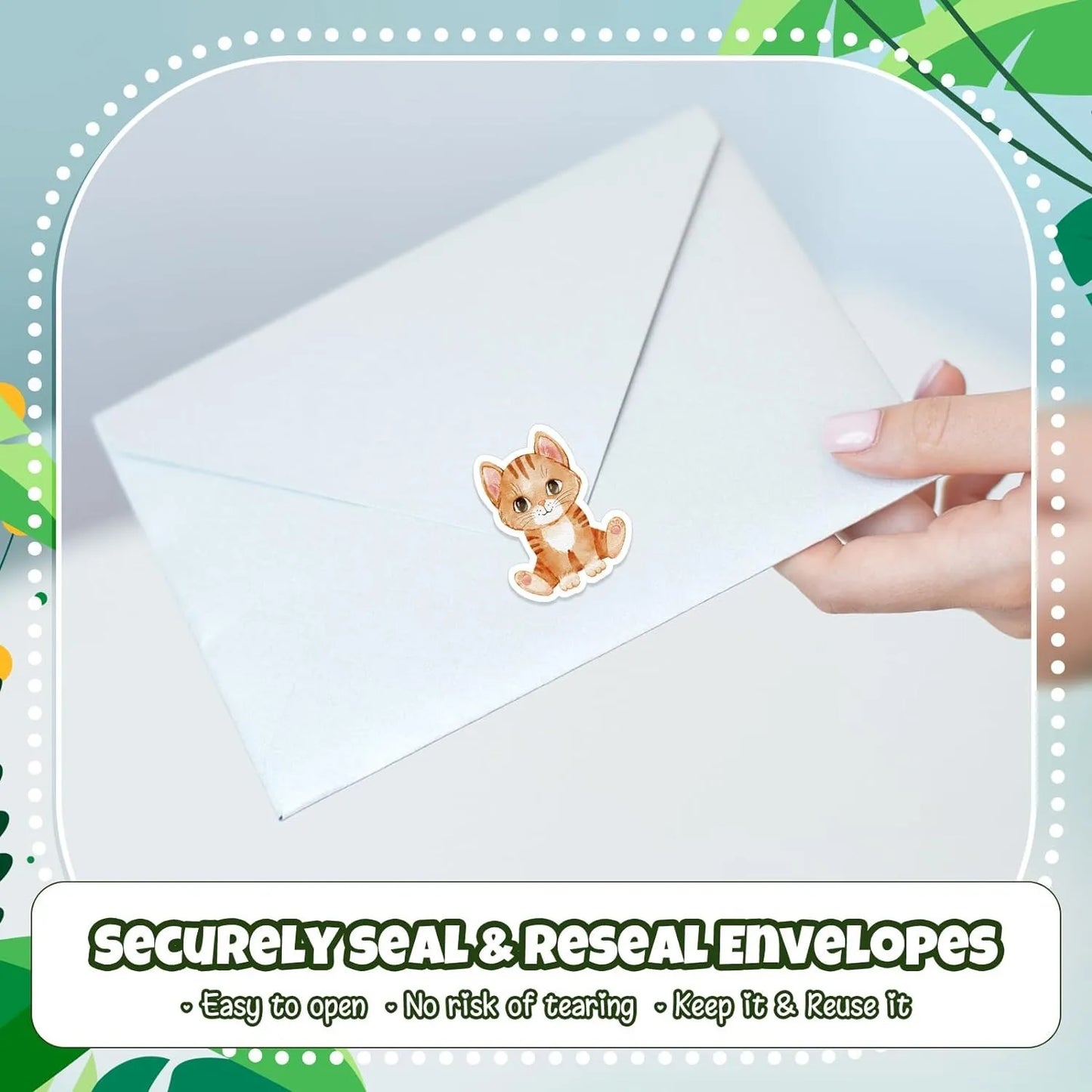 500Pcs /1 Rolls 2.5cm/1inch Cute Animal Cat Shaped Sticker Decoration Gift Box Sticker Label Stationery Sticker